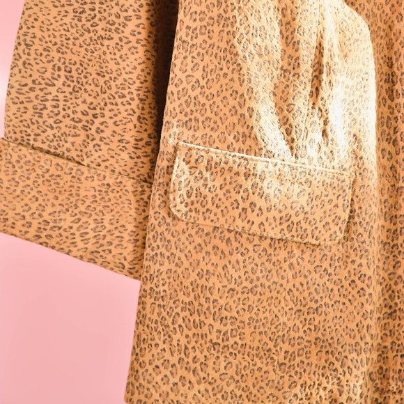 90s 2000s Leopard Print Suede Jacket Size XL - Picture 4 of 6